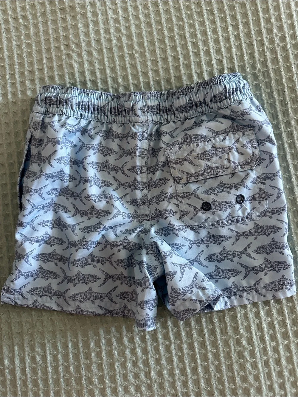 Vineyard Vines Light Blue Shorts with Navy Shark Print